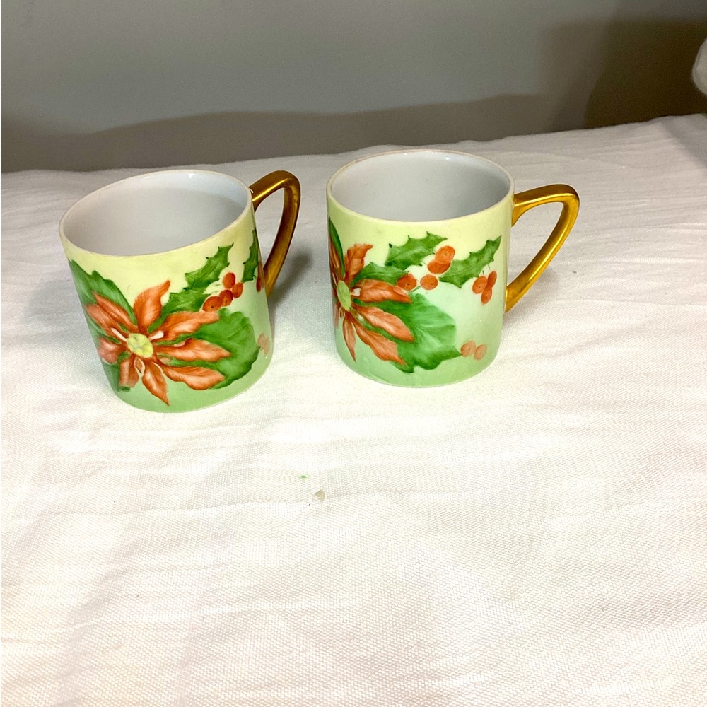 Set of 2 handcrafted Christmas teacups